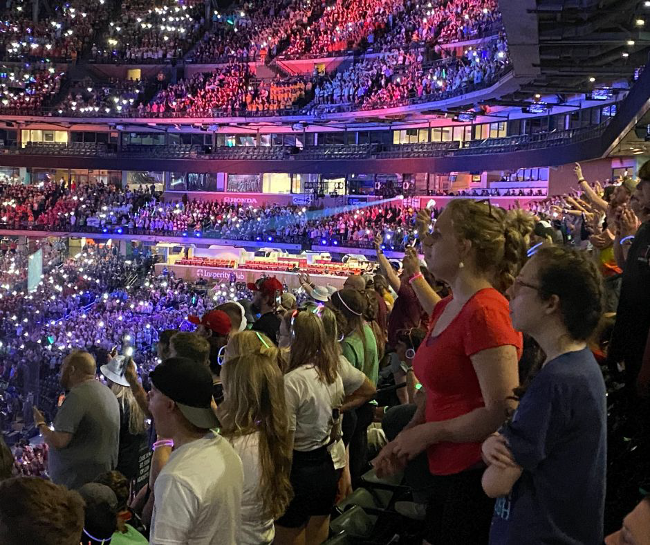 youth gathering in a stadium